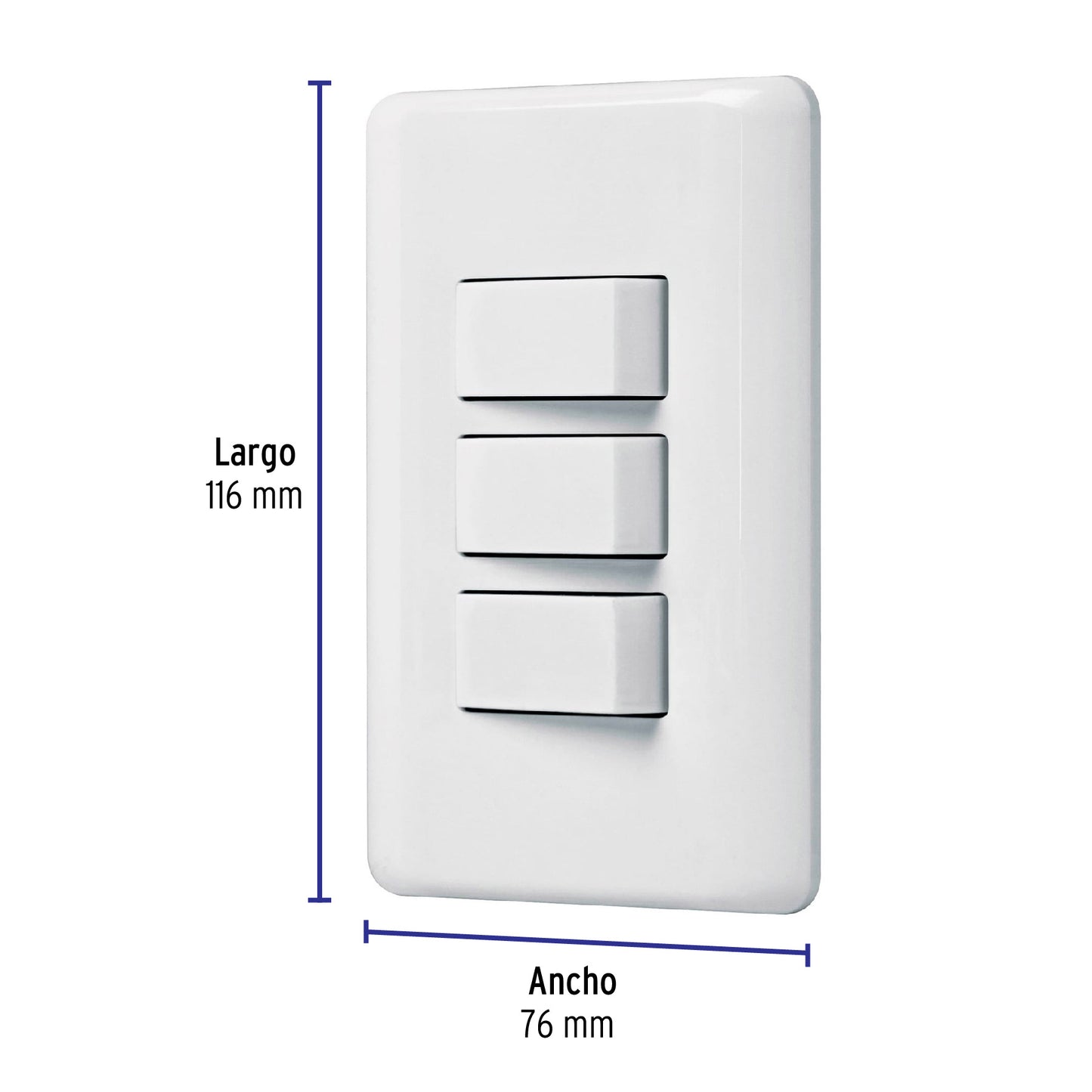 Placa armada con 3 interruptores sencillos, Volteck Basic PA-APTR-B 25083 MM00