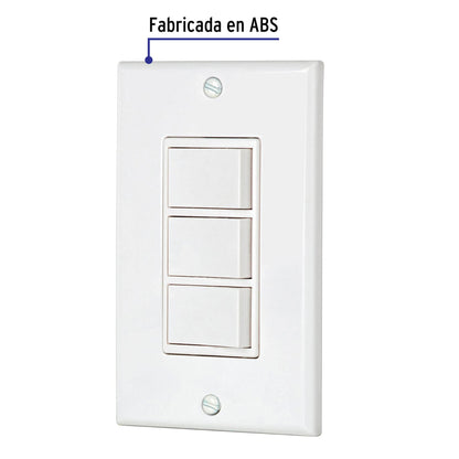 Placa armada con 3 interruptores sencillos, línea Classic PA-APTR-CLP 46339 MM00