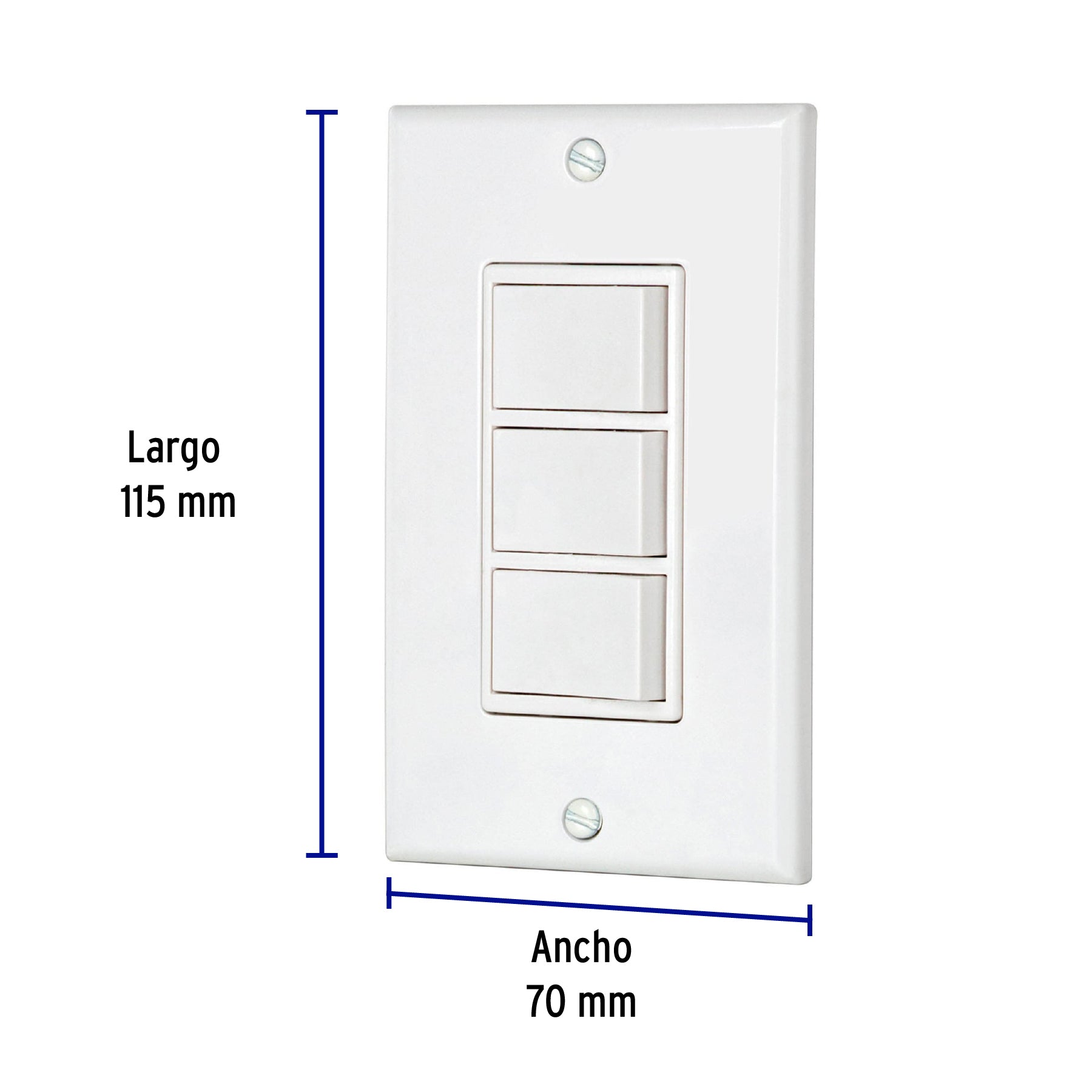 Placa armada con 3 interruptores sencillos, línea Classic PA-APTR-CLP 46339 MM00