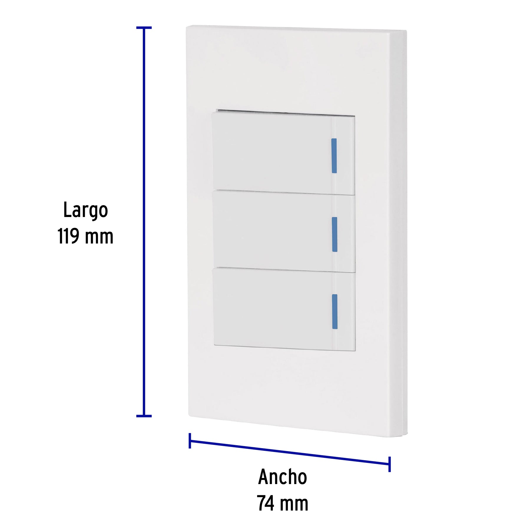 Placa armada 3 interruptores, 1 módulo, Española, blanco PA-APTR-EB 45599 MM00