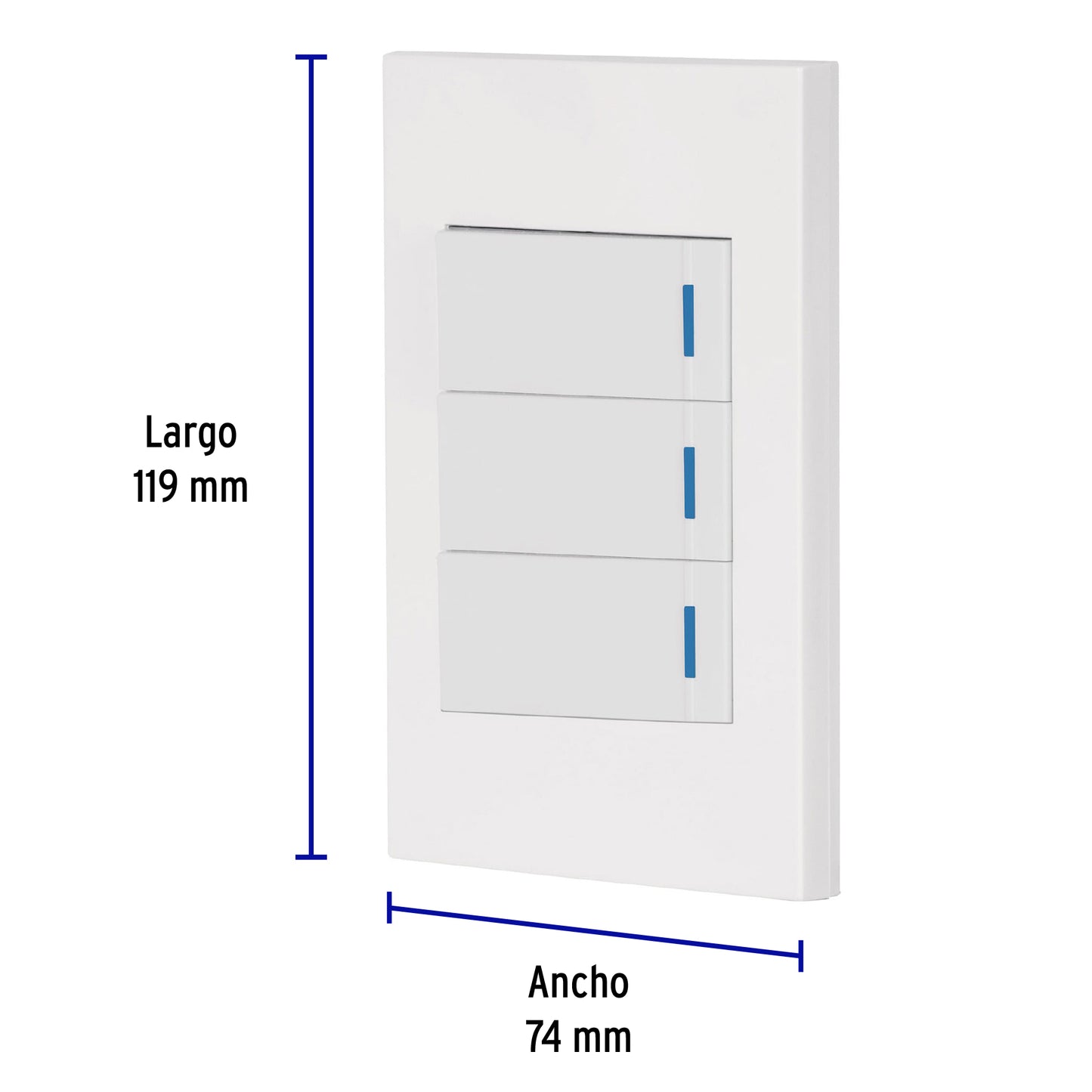 Placa armada 3 interruptores 1de 3vías,1 mod,Española,blanco PA-APTR-EEB 45606 MM00