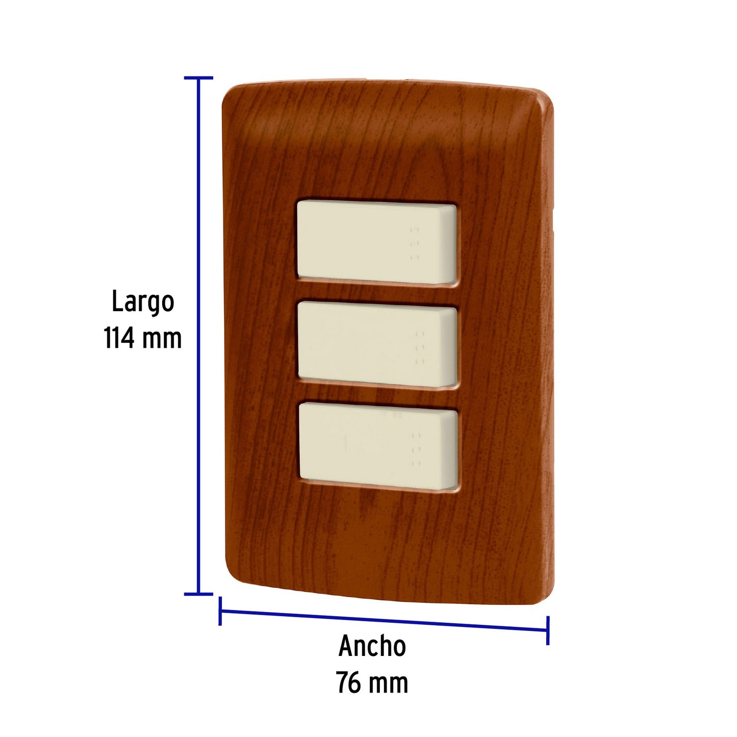 Placa armada 2 interruptores 1escalera,madera,línea Italiana PA-APTR-EIM 49934 MM00