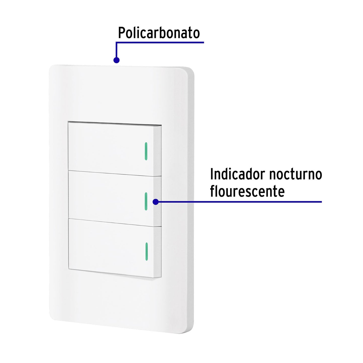 Placa armada blanca 2 interruptores 1 de 3 vías 1 mód, Lisbo PA-APTR-ELB 47957 MM00