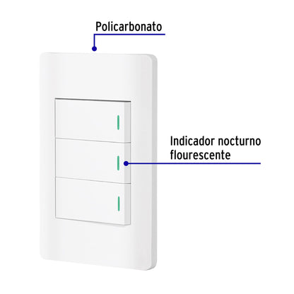 Placa armada blanca 2 interruptores 1 de 3 vías 1 mód, Lisbo PA-APTR-ELB 47957 MM00