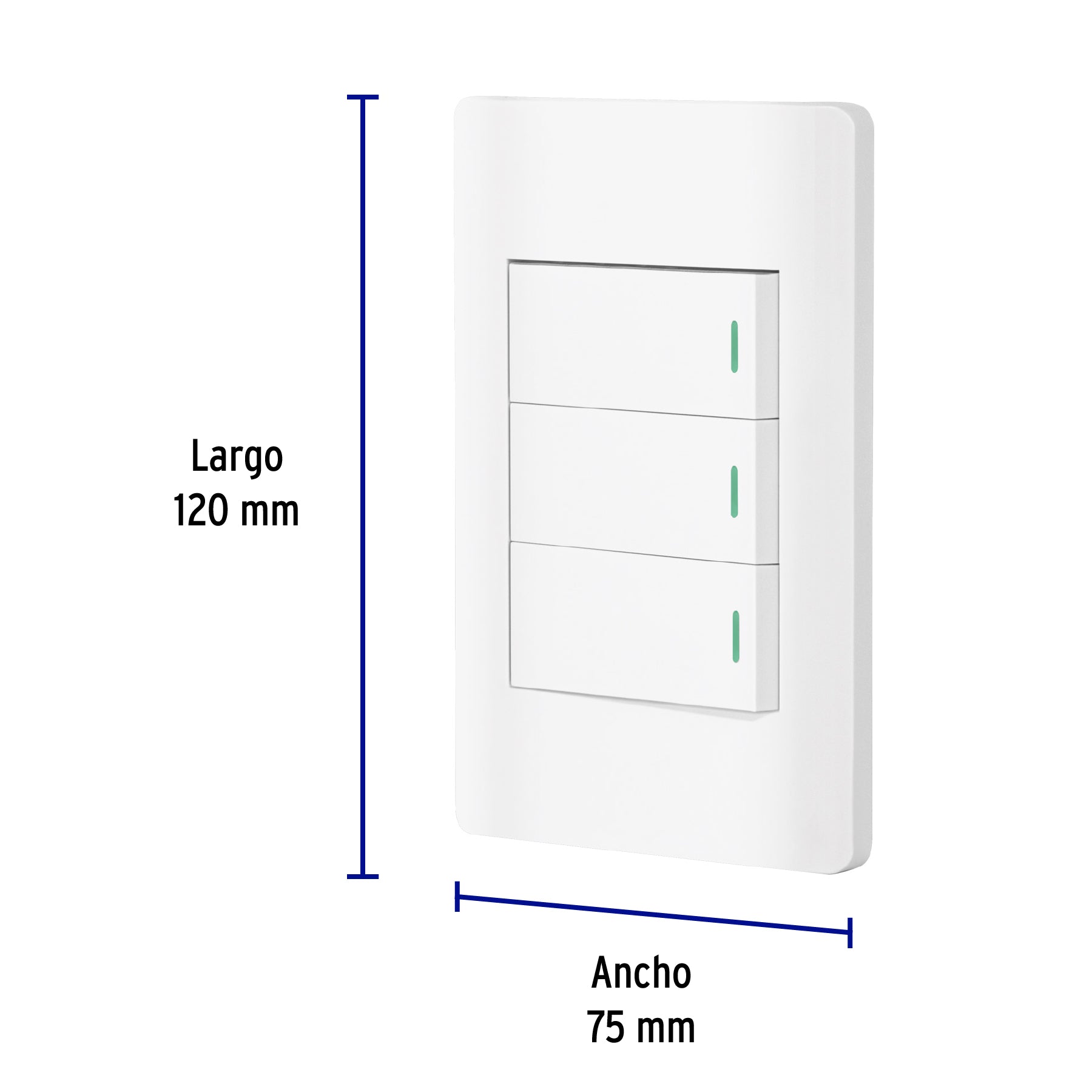 Placa armada blanca 2 interruptores 1 de 3 vías 1 mód, Lisbo PA-APTR-ELB 47957 MM00