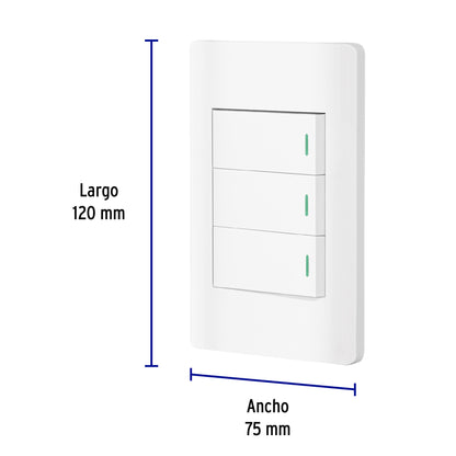 Placa armada blanca 2 interruptores 1 de 3 vías 1 mód, Lisbo PA-APTR-ELB 47957 MM00