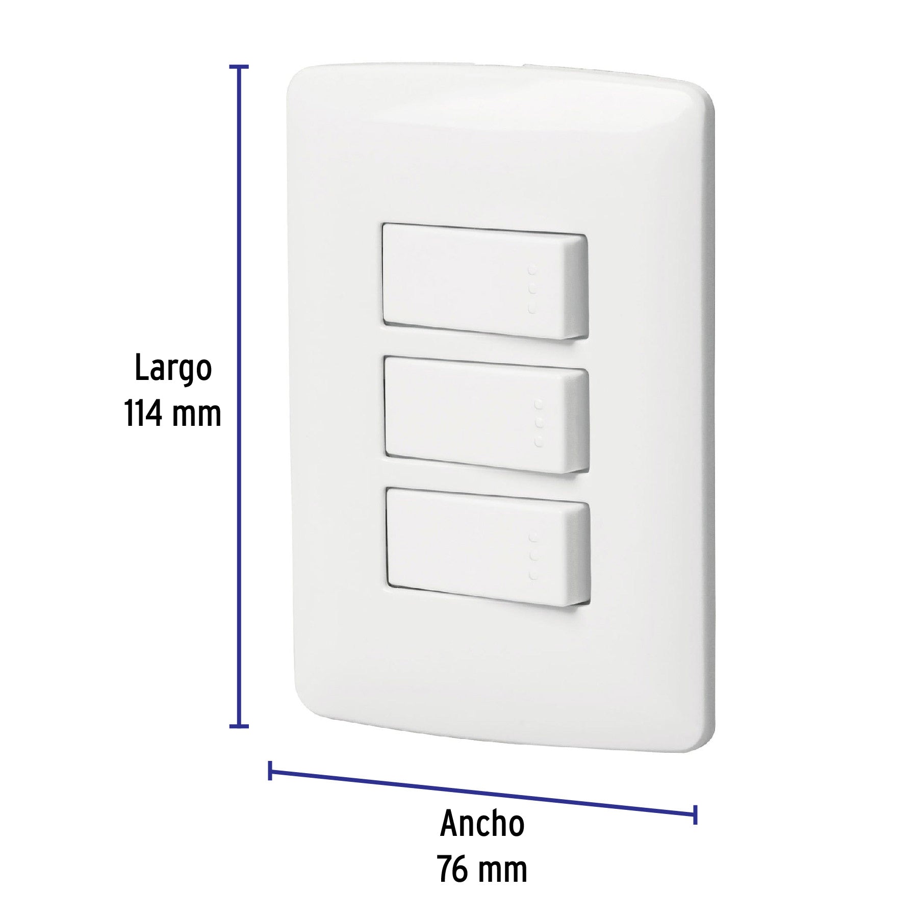 Placa armada 3 interruptores sencillos,blanco,línea Italiana PA-APTR-IB 46463 MM00