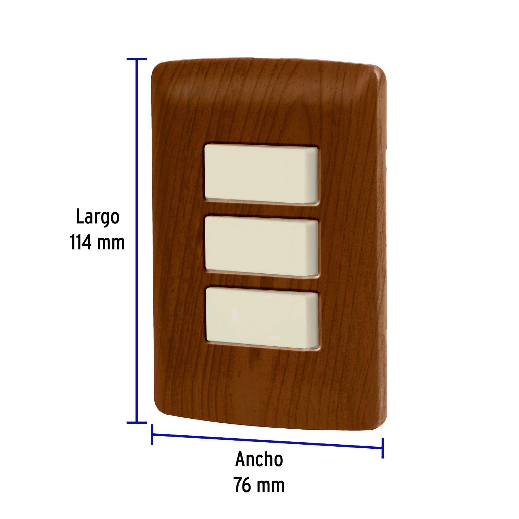 Placa armada 3 interruptores sencillos,madera,línea Italiana PA-APTR-IM 49933 MM00