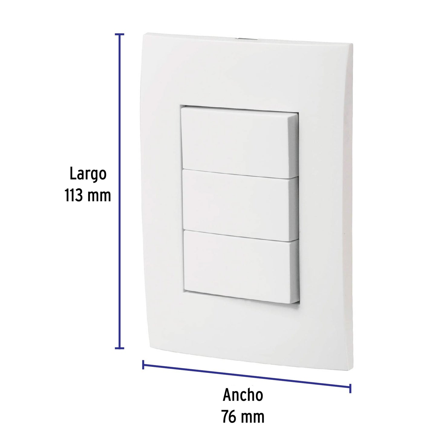 Placa armada 3 interruptores sencillos, línea Oslo, blanco PA-APTR-OB 46496 MM00