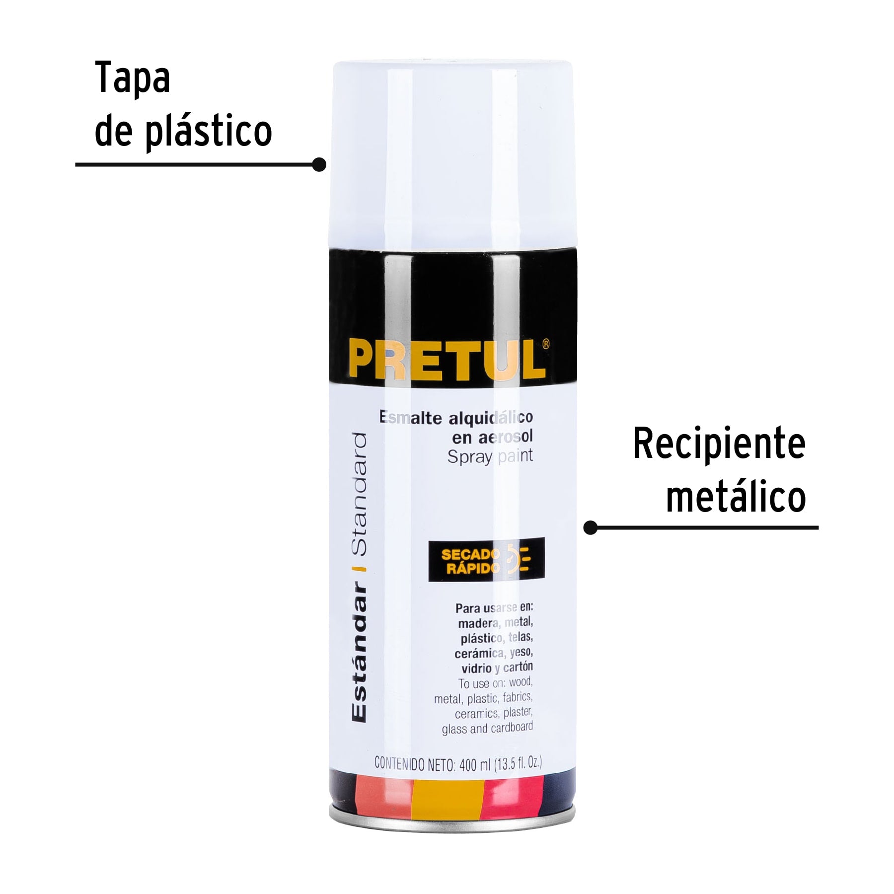 Pintura en aerosol, blanco brillante, 400ml, Pretul PA-BB-P 27171 MM1