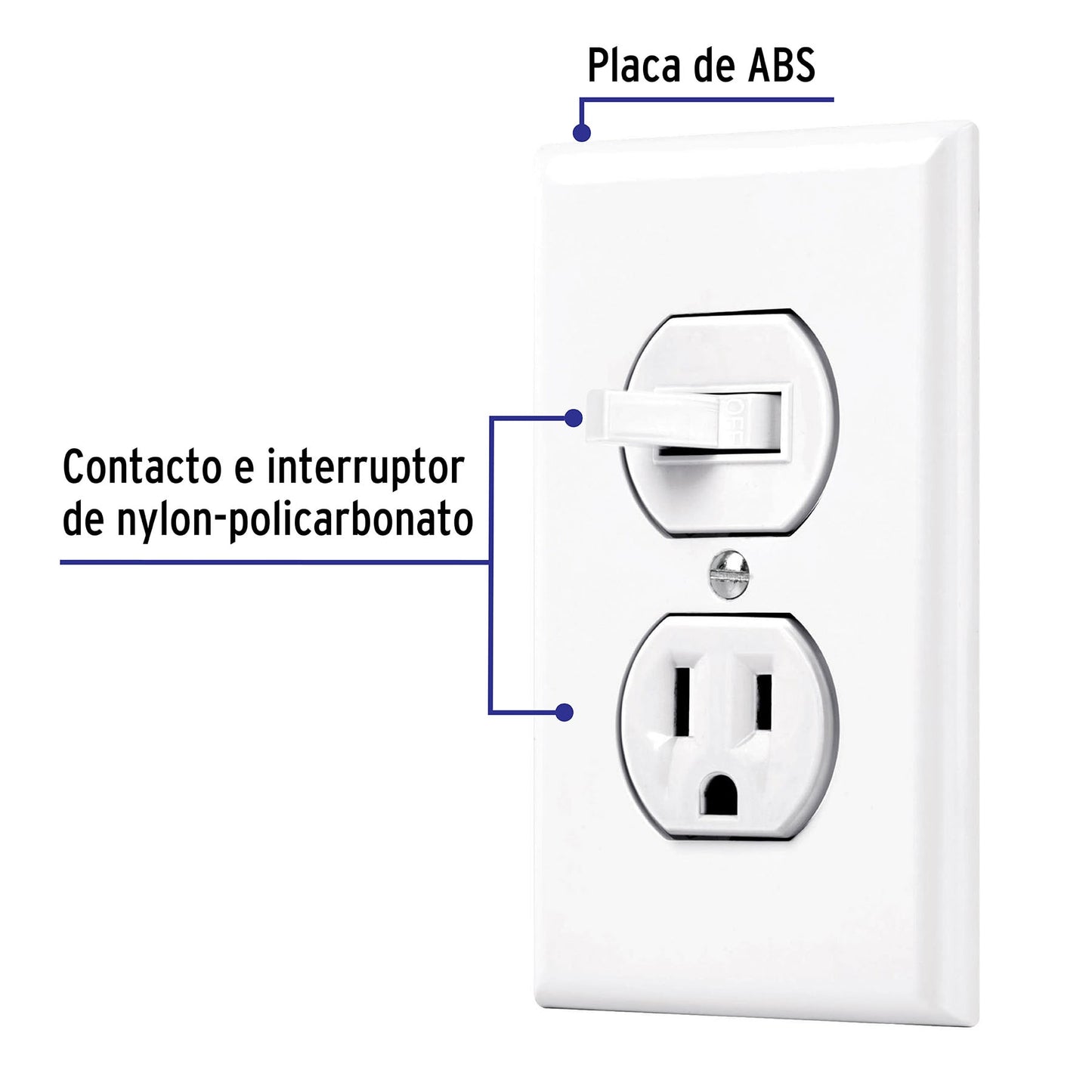 Placa armada interruptor y contacto, línea Standard, blanco PA-COAP-SB 45950 MM00