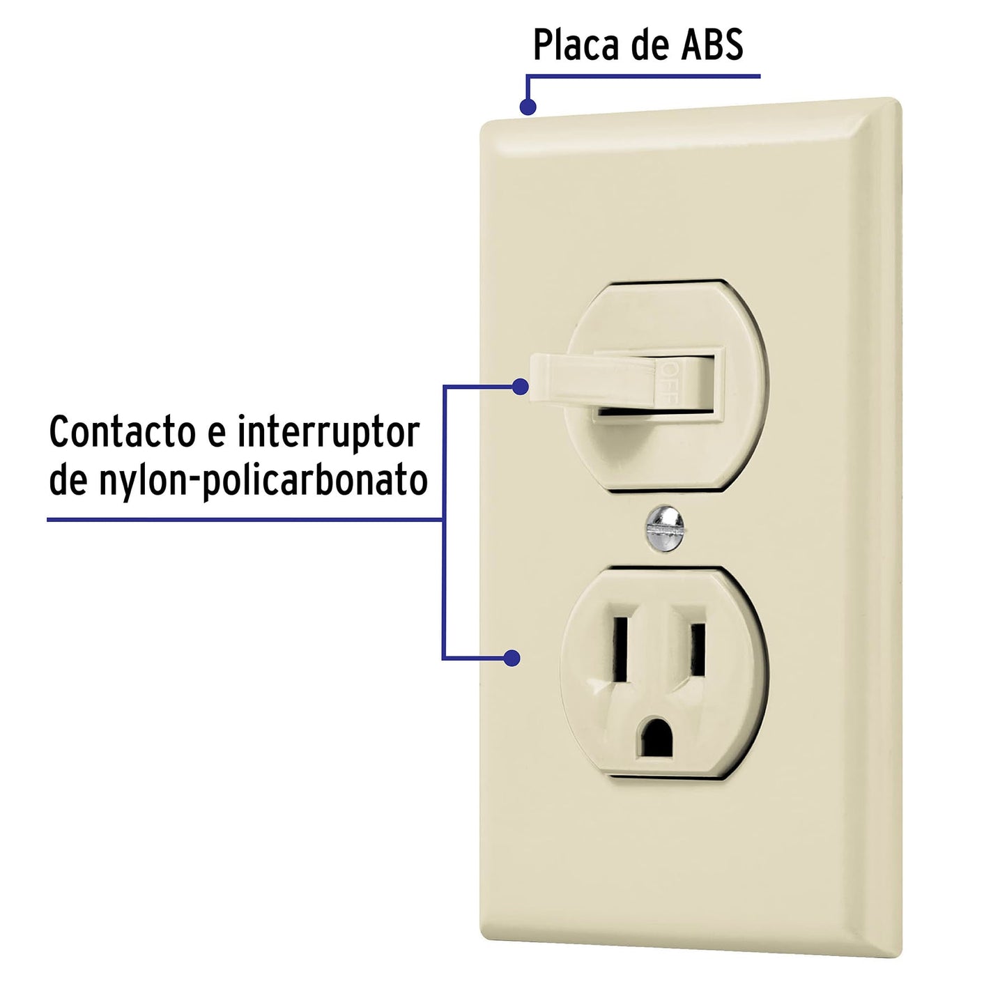 Placa armada interruptor y contacto, línea Standard, marfil PA-COAP-S 48489 MM00