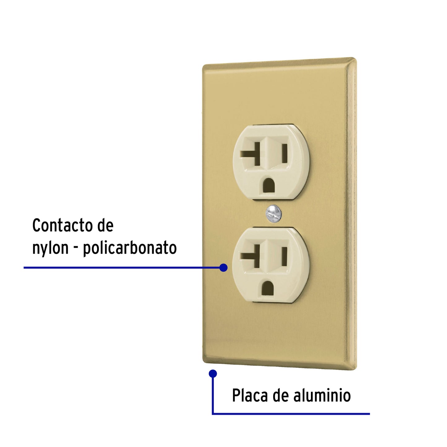 Placa armada contacto dúplex,2 polos,línea Standard,aluminio PA-CODO-MSA 48496 MM00