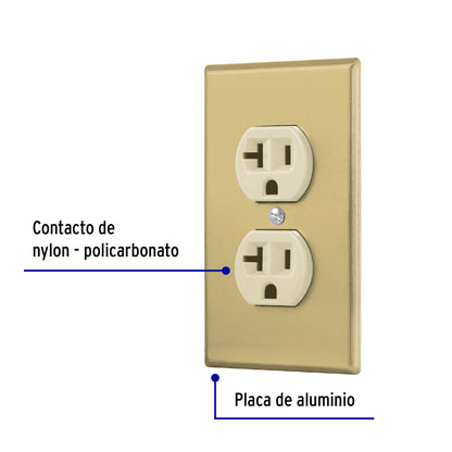 Placa armada contacto dúplex,2 polos,línea Standard,aluminio PA-CODO-MSA 48496 MM00