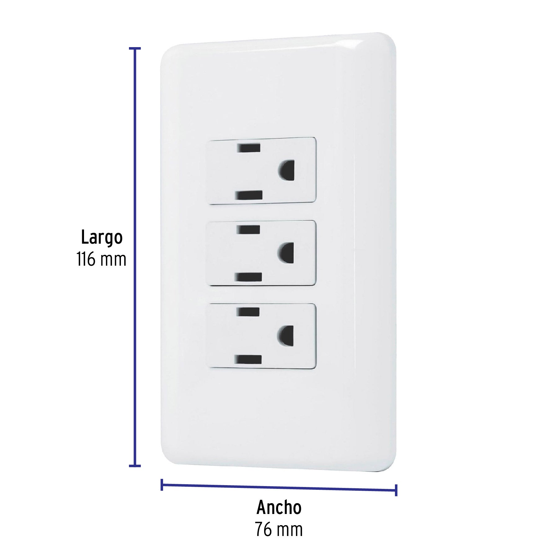 Placa armada con 3 contactos, Volteck Basic PA-COTR-B 25082 MM00