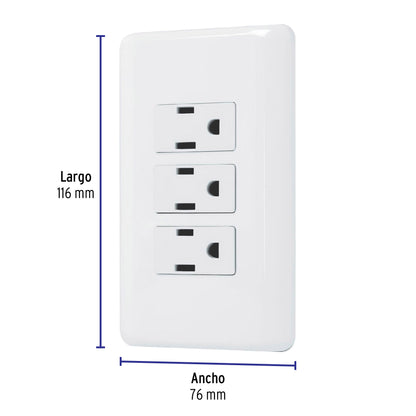 Placa armada con 3 contactos, Volteck Basic PA-COTR-B 25082 MM00