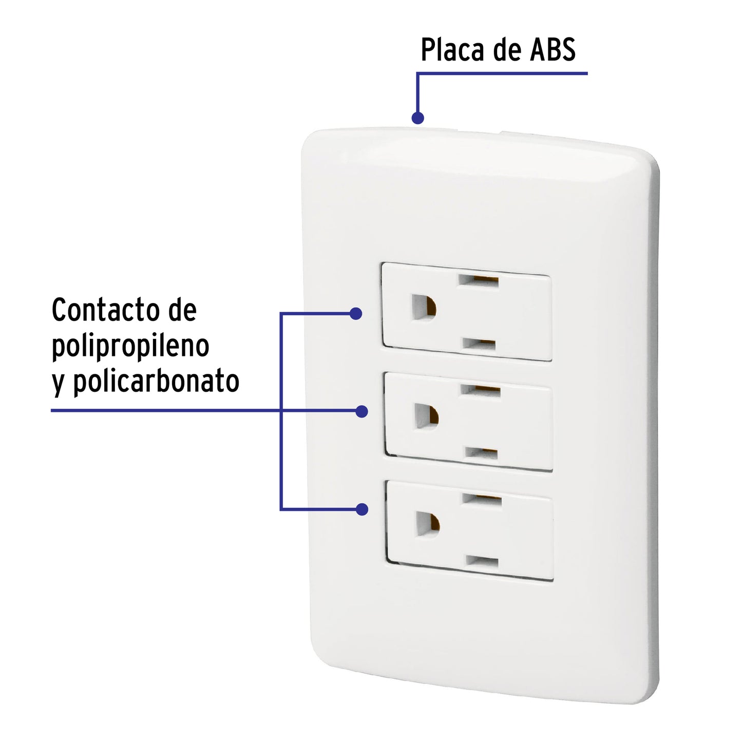 Placa armada 3 contactos aterrizados, blanco, línea Italiana PA-COTR-IB 46458 MM00