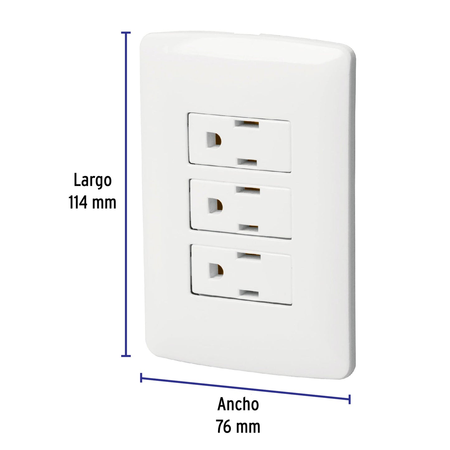 Placa armada 3 contactos aterrizados, blanco, línea Italiana PA-COTR-IB 46458 MM00