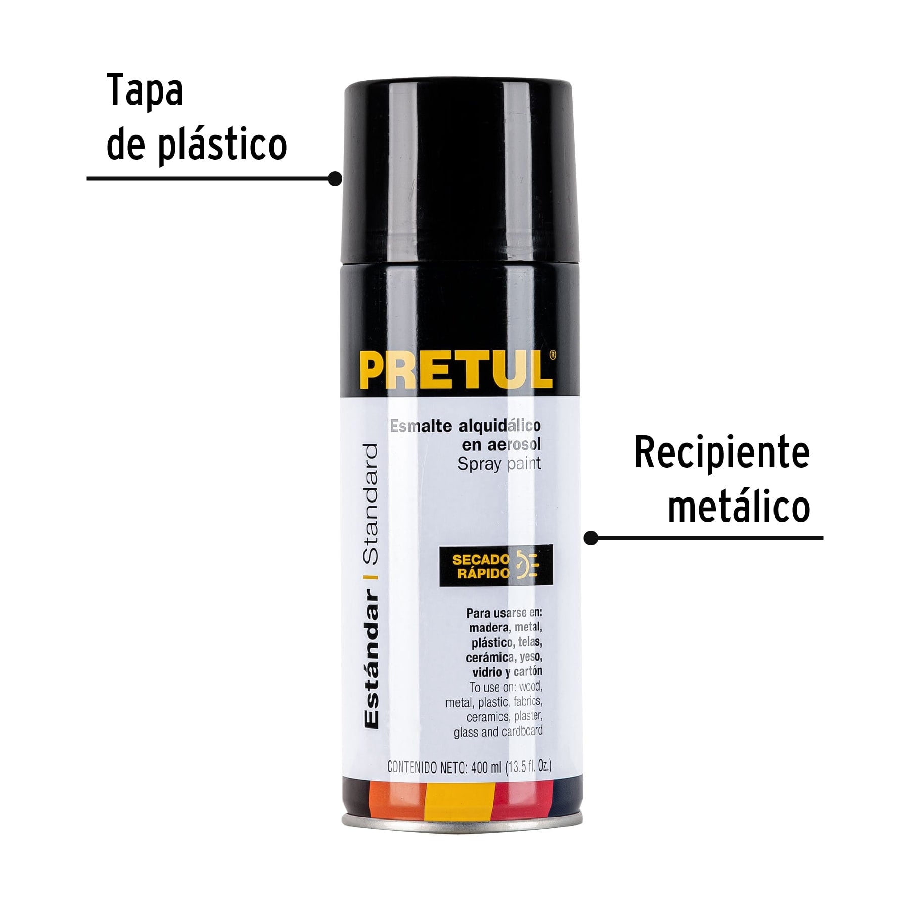 Pintura en aerosol, negro satín, 400 ml, Pretul PA-NS-P 27183 MM1