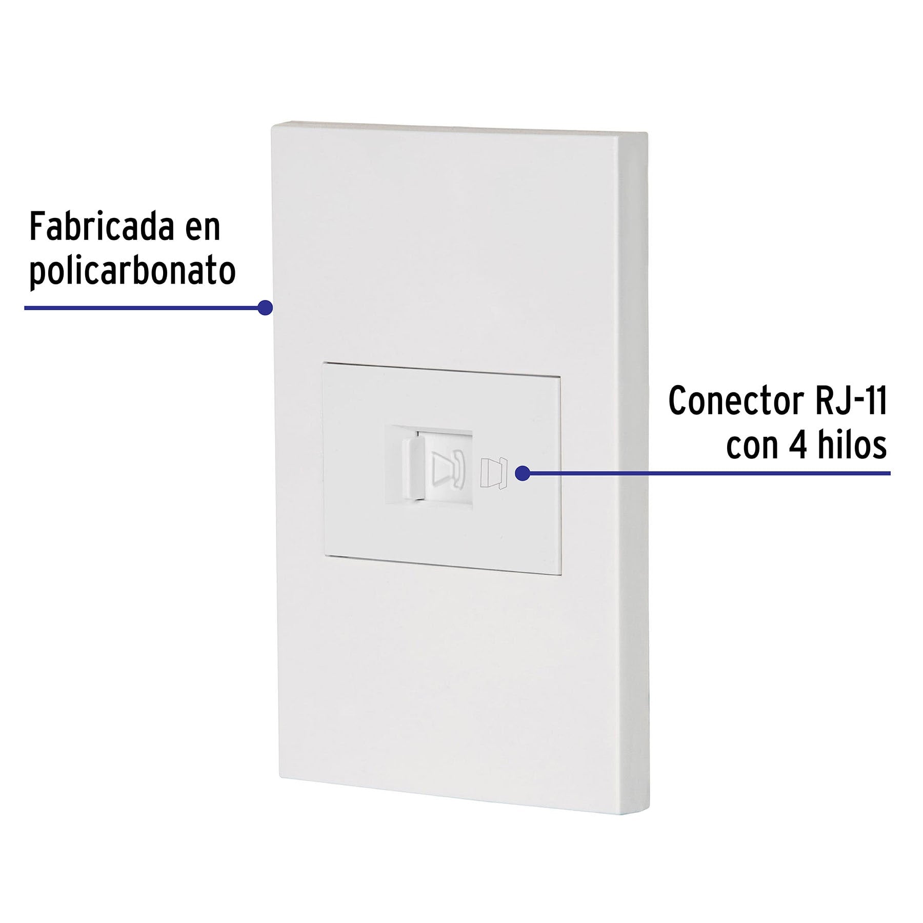 Placa armada 1 toma para teléfono, 1.5 mod, Española, blanco PA-TE-EB 45607 MM00