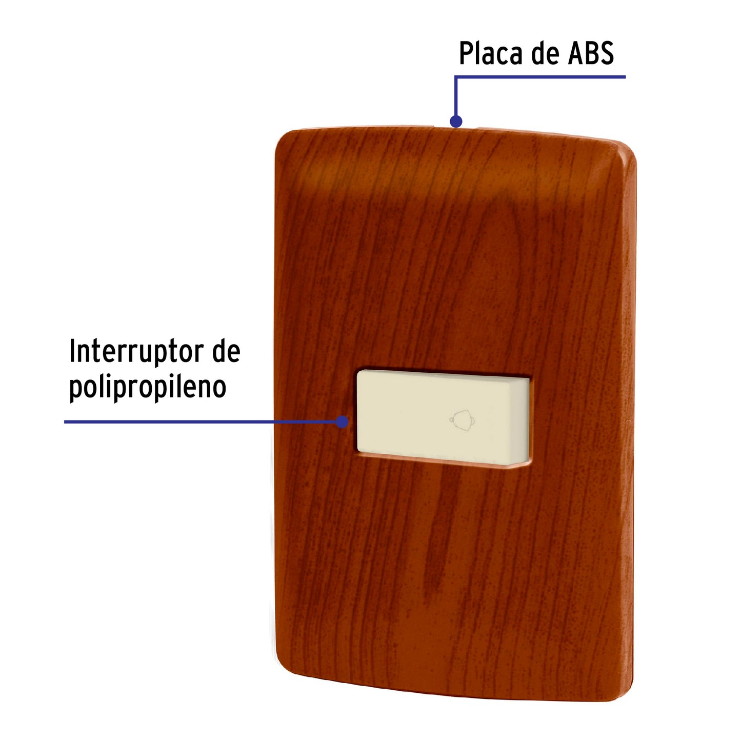 Placa armada con timbre madera, línea Italiana, Volteck PA-TI-IM 49952 MM00