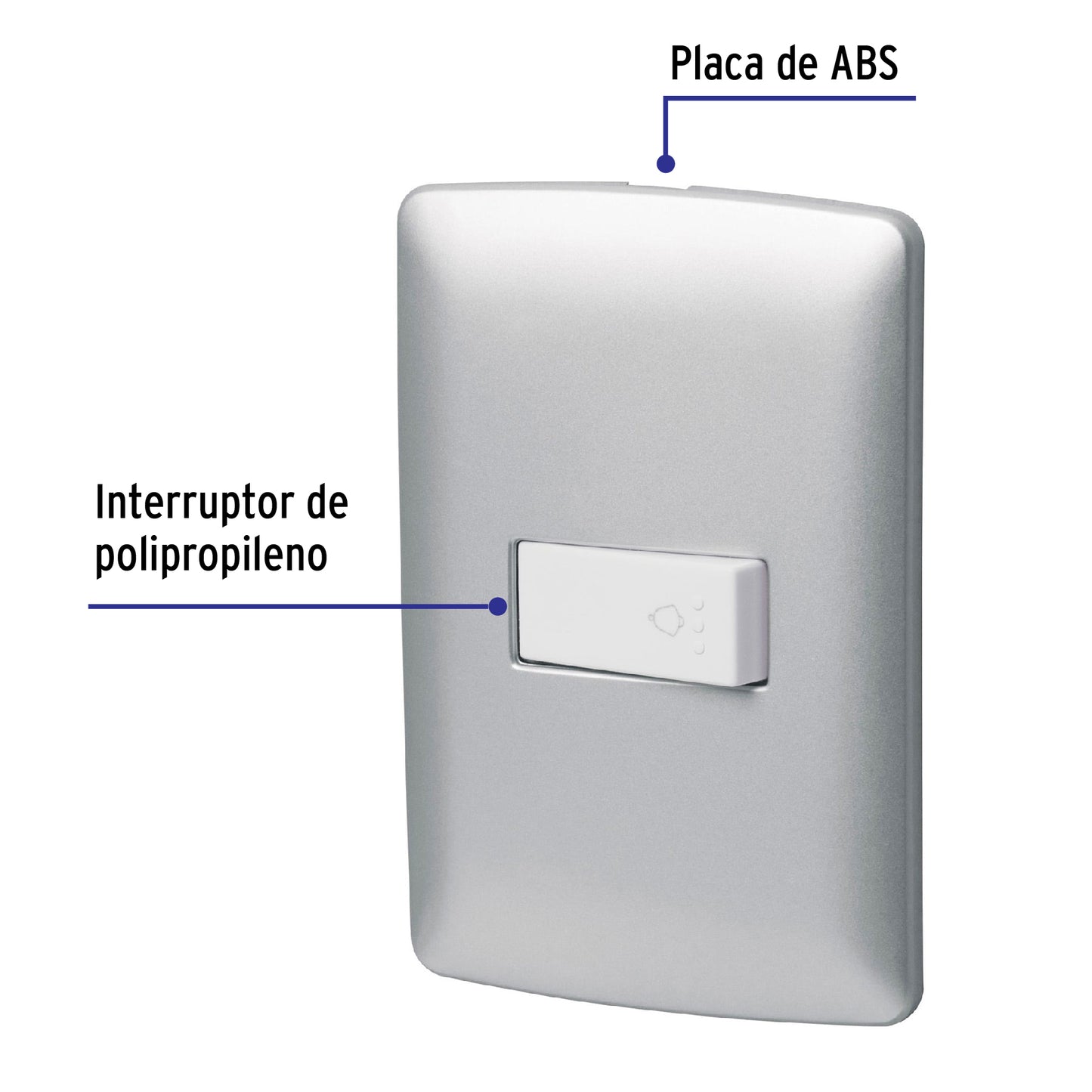 Placa armada con timbre, plata, línea Italiana, Volteck PA-TI-IP 46484 MM00