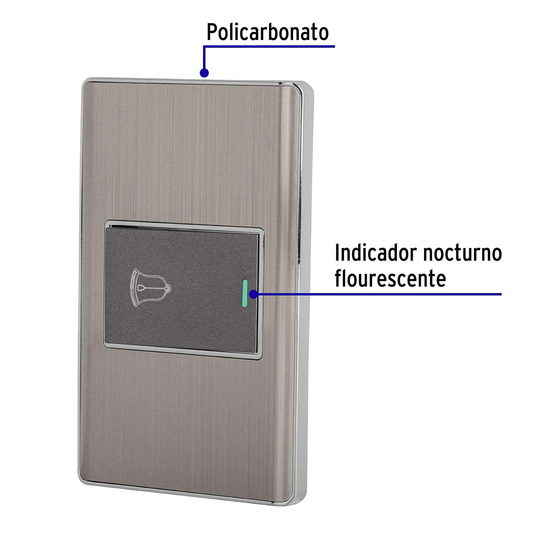 Placa armada acero 1 interruptor de timbre 1.5 mód, Lisboa PA-TI-LA 47843 MM00