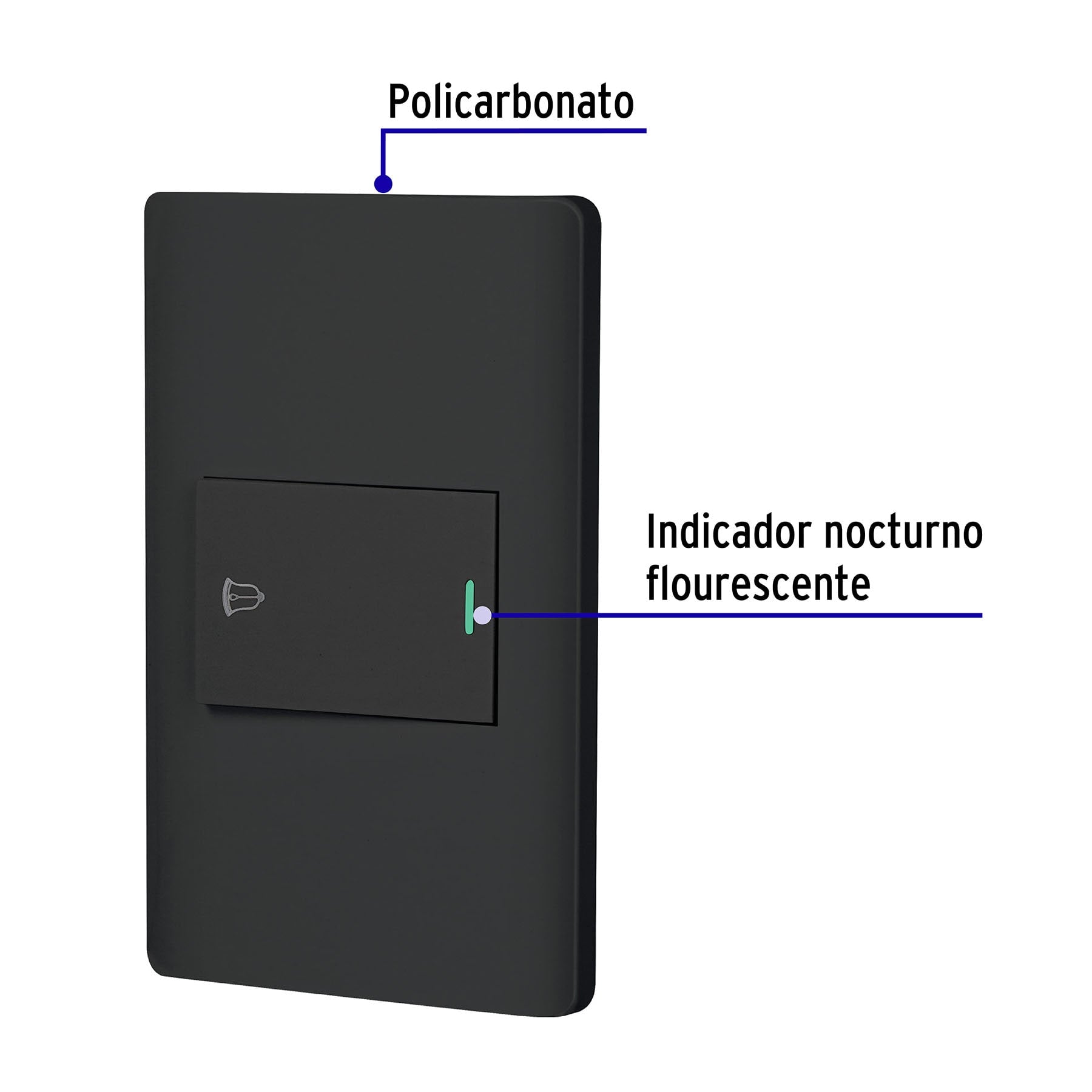 Placa armada negra 1 interruptor de timbre 1.5 mód, Lisboa PA-TI-LN 47896 MM00