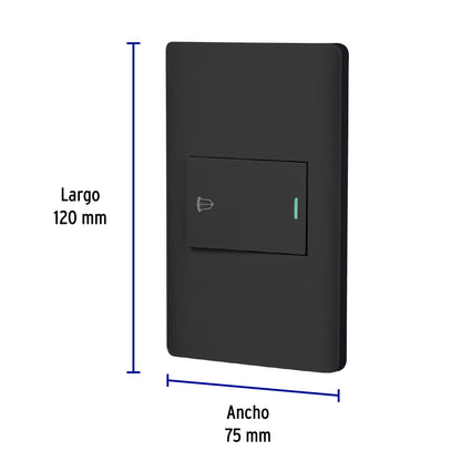 Placa armada negra 1 interruptor de timbre 1.5 mód, Lisboa PA-TI-LN 47896 MM00