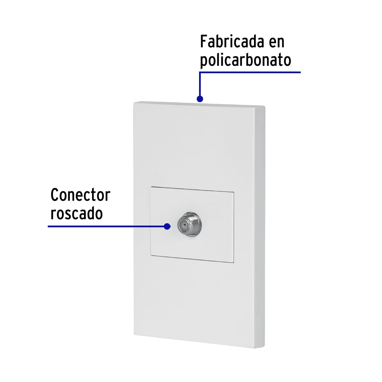 Placa armada 1 toma de TV, 1.5 módulos, Española, blanco PA-TV-EB 45605 MM00