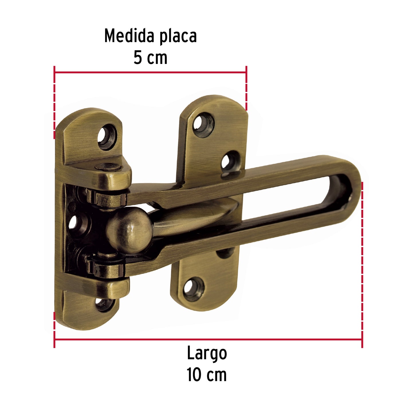 Pasador abatible para puerta, acabado latón antiguo, Hermex PAAB-2 43702 MM0