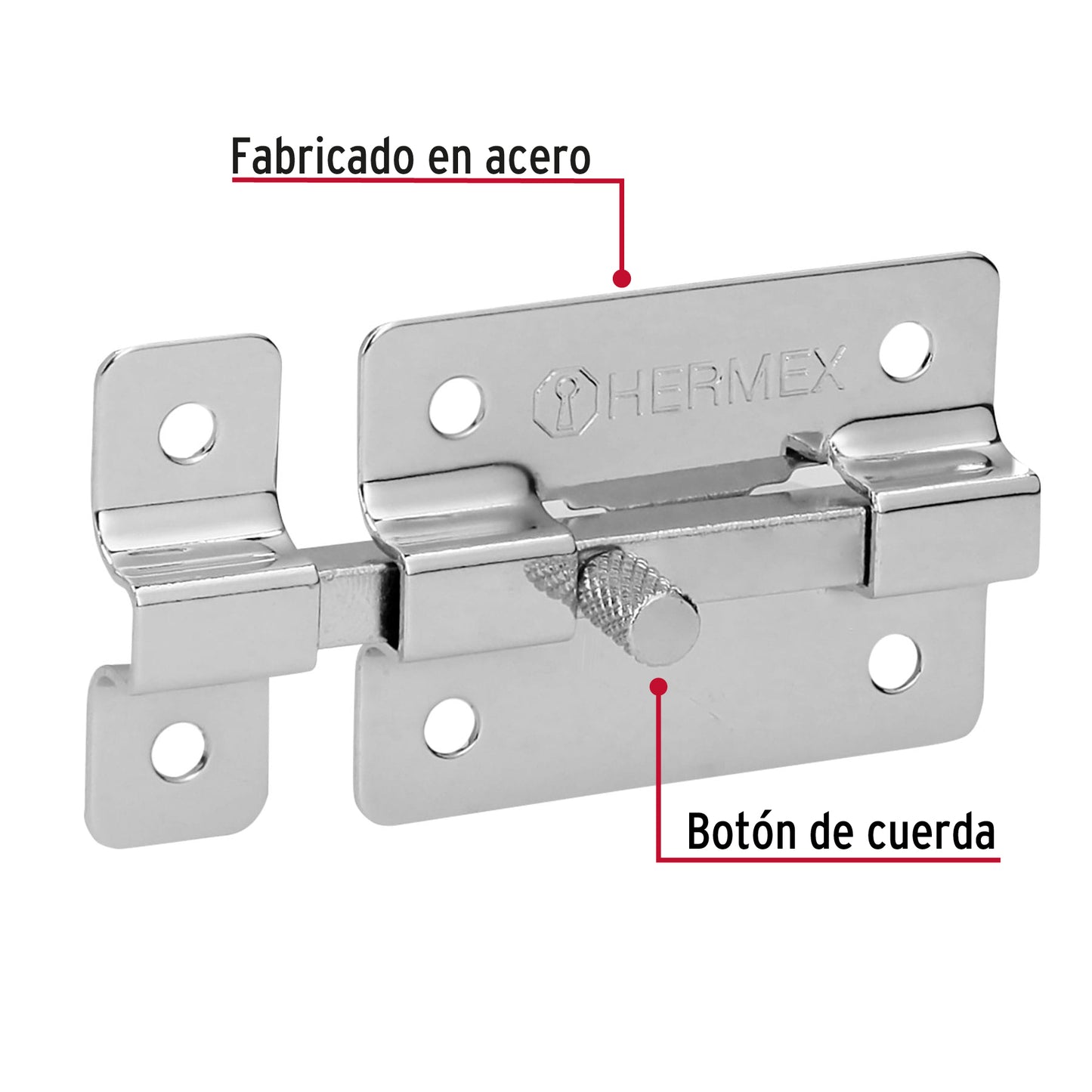 Pasador de barra plana 2' acabado cromo, Hermex PAC-35 43713 MM0