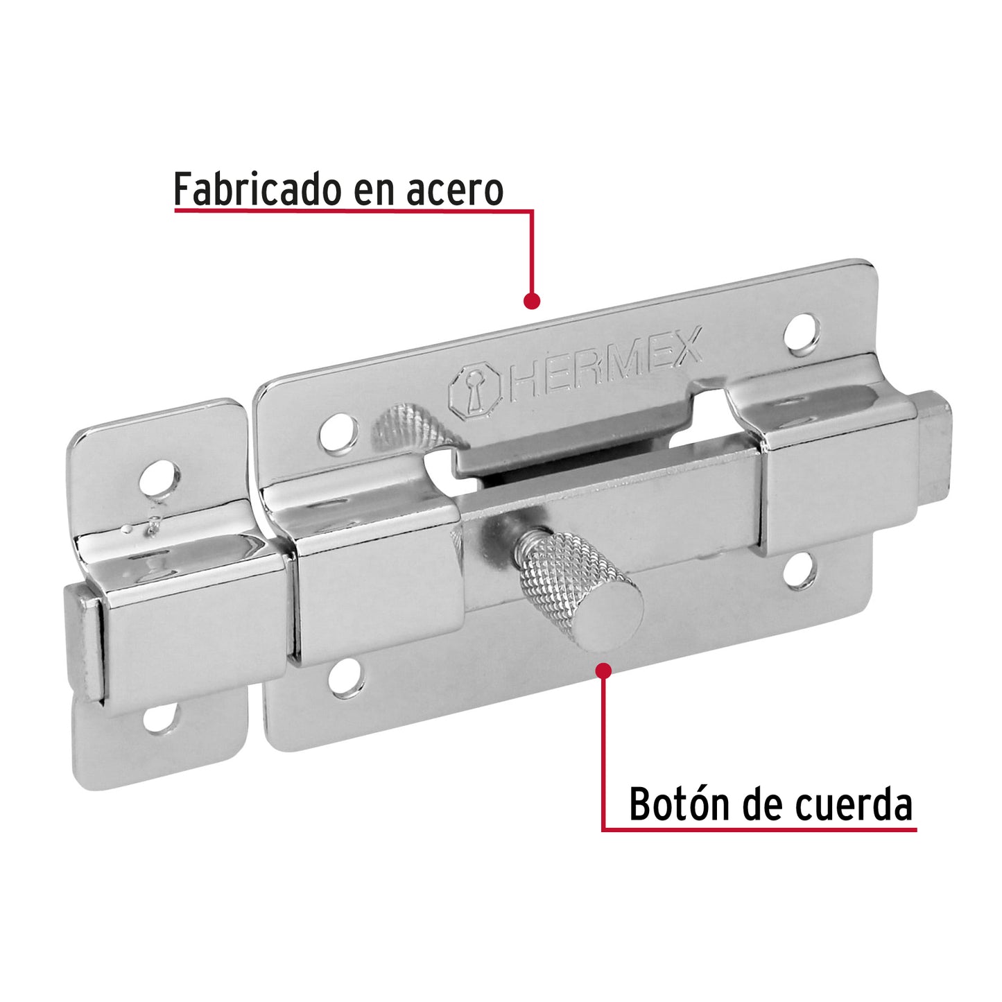 Pasador de barra plana 3' acabado cromo, Hermex PAC-36 43714 MM0