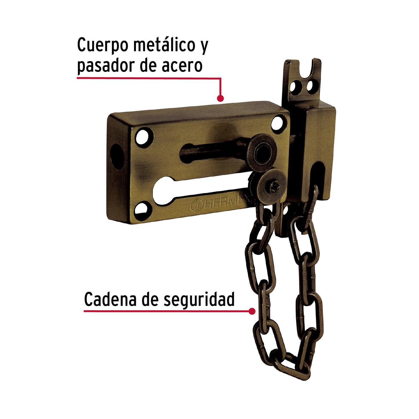 Pasador con cadena para puerta, acabado latón antiguo PACA-2 43708 MM0