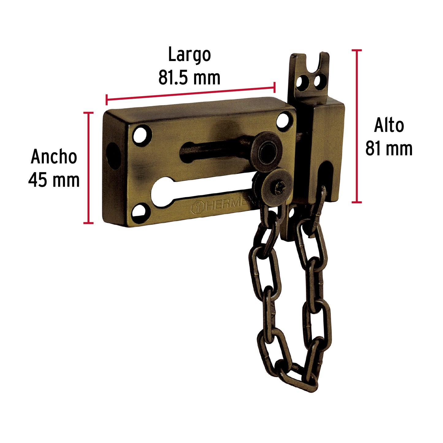 Pasador con cadena para puerta, acabado latón antiguo PACA-2 43708 MM0