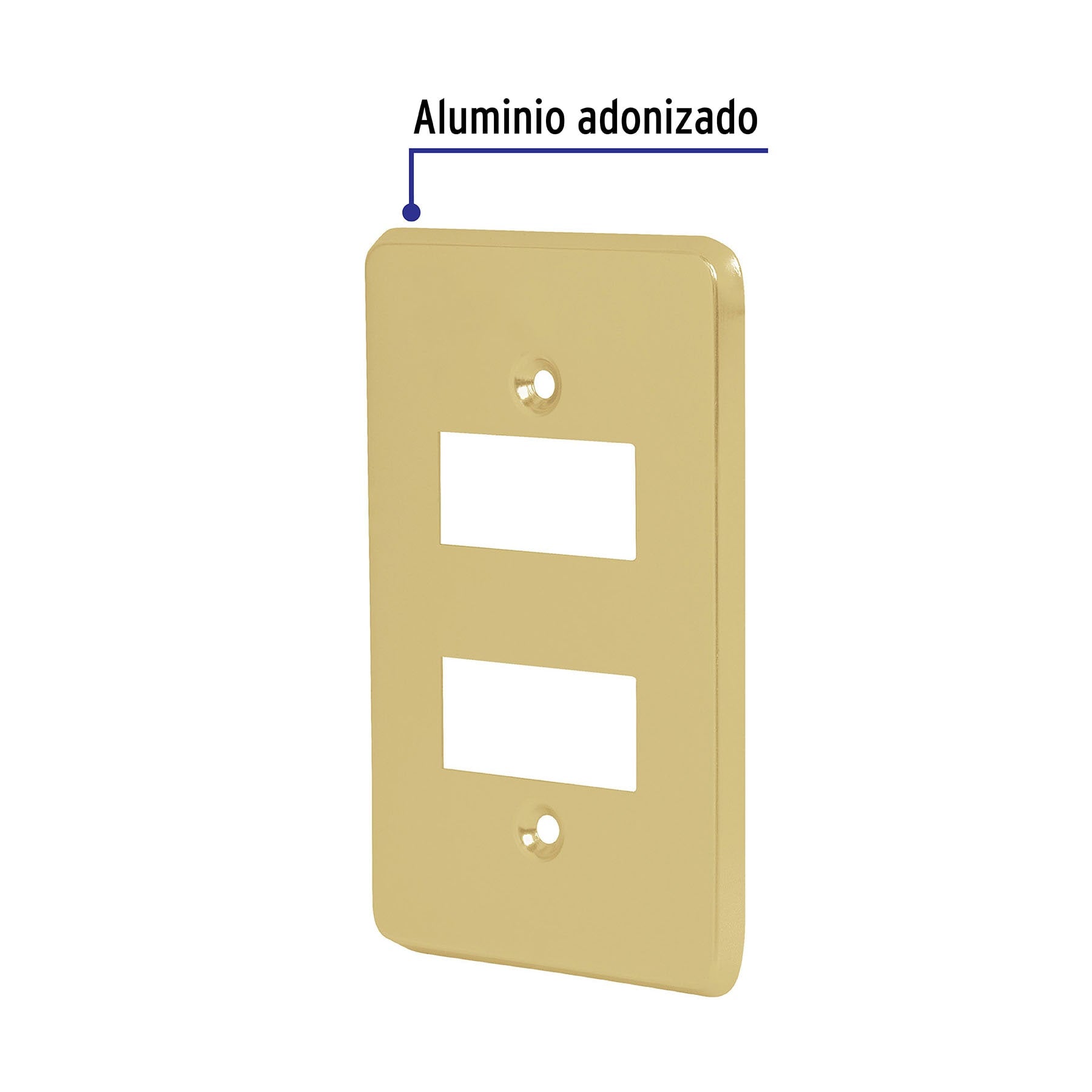 Placa 2 módulos, de aluminio, línea Económica, Volteck PADO-E 46436 MM00