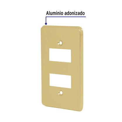 Placa 2 módulos, de aluminio, línea Económica, Volteck PADO-E 46436 MM00