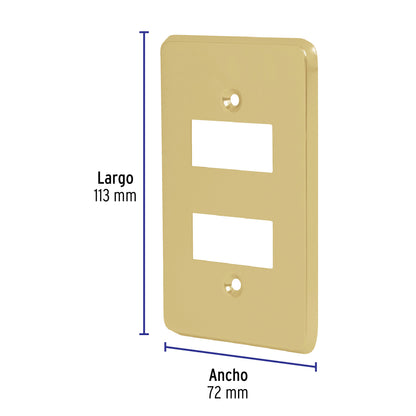 Placa 2 módulos, de aluminio, línea Económica, Volteck PADO-E 46436 MM00