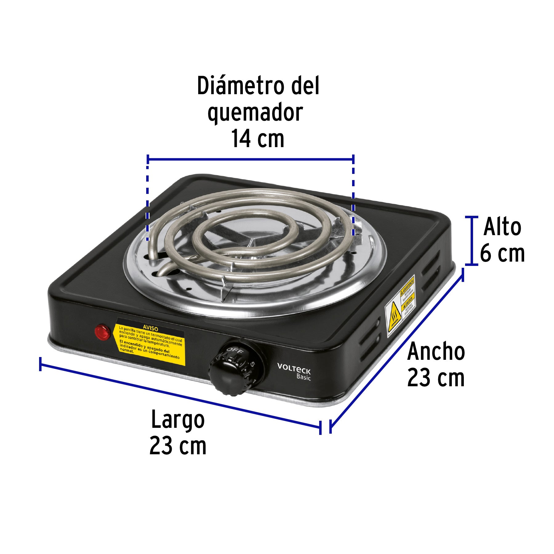 Parrilla eléctrica 1 quemador en espiral, negra, Basic PAEL-1CPN 26093 MM1