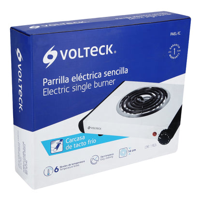 Parrilla eléctrica 1 quemador en espiral, blanca, Volteck PAEL-1C 48126 MM1