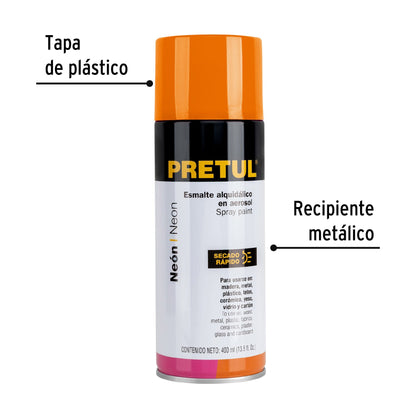 Pintura en aerosol, naranja neón, 400ml,Pretul PAF-NA-P 27005 MM1