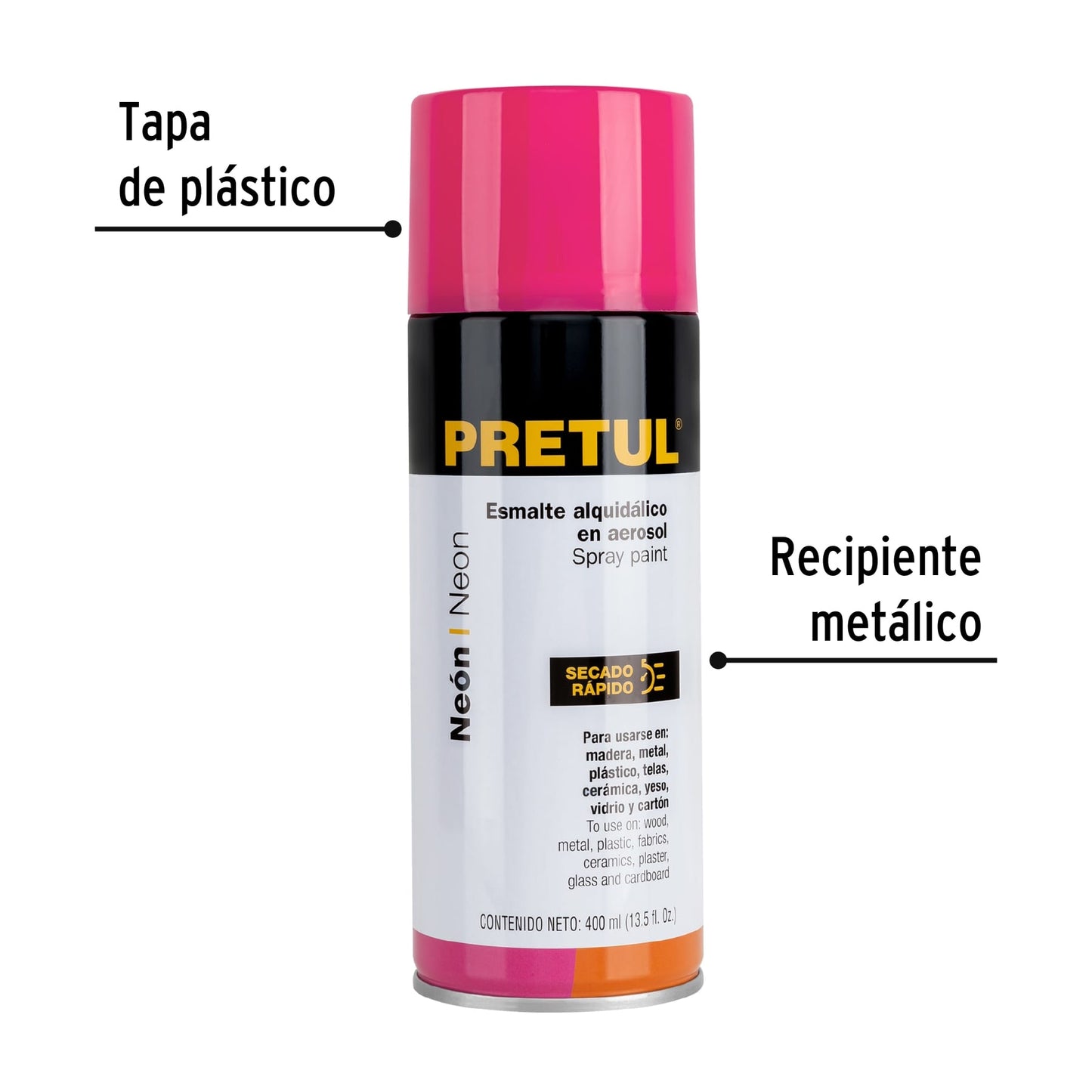 Pintura en aerosol, rosa neón, 400 ml, Pretul PAF-RS-P 27006 MM1