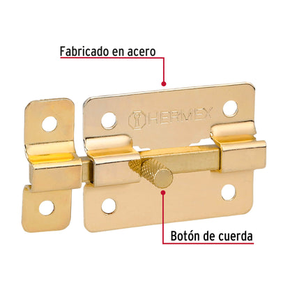 Pasador de barra plana 2' acabado latón, Hermex PAL-35 43724 MM0