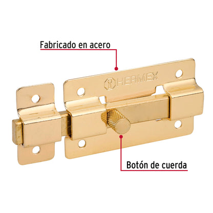 Pasador de barra plana 3' acabado latón, Hermex PAL-36 43725 MM0