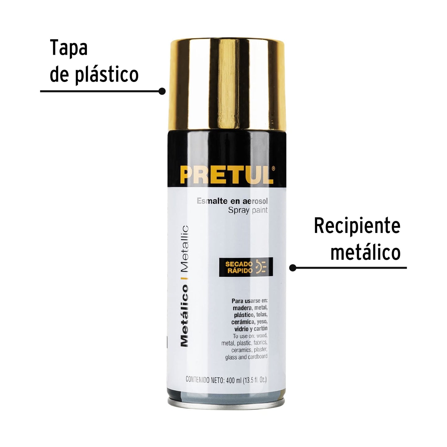 Pintura en aerosol, metálica, oro, 400ml, Pretul PAM-OR-P 27180 MM1