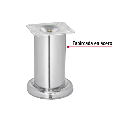 Pata para sofa y mueble, cromo, 100 mm altura, Hermex PAMU-10 49304 MM00