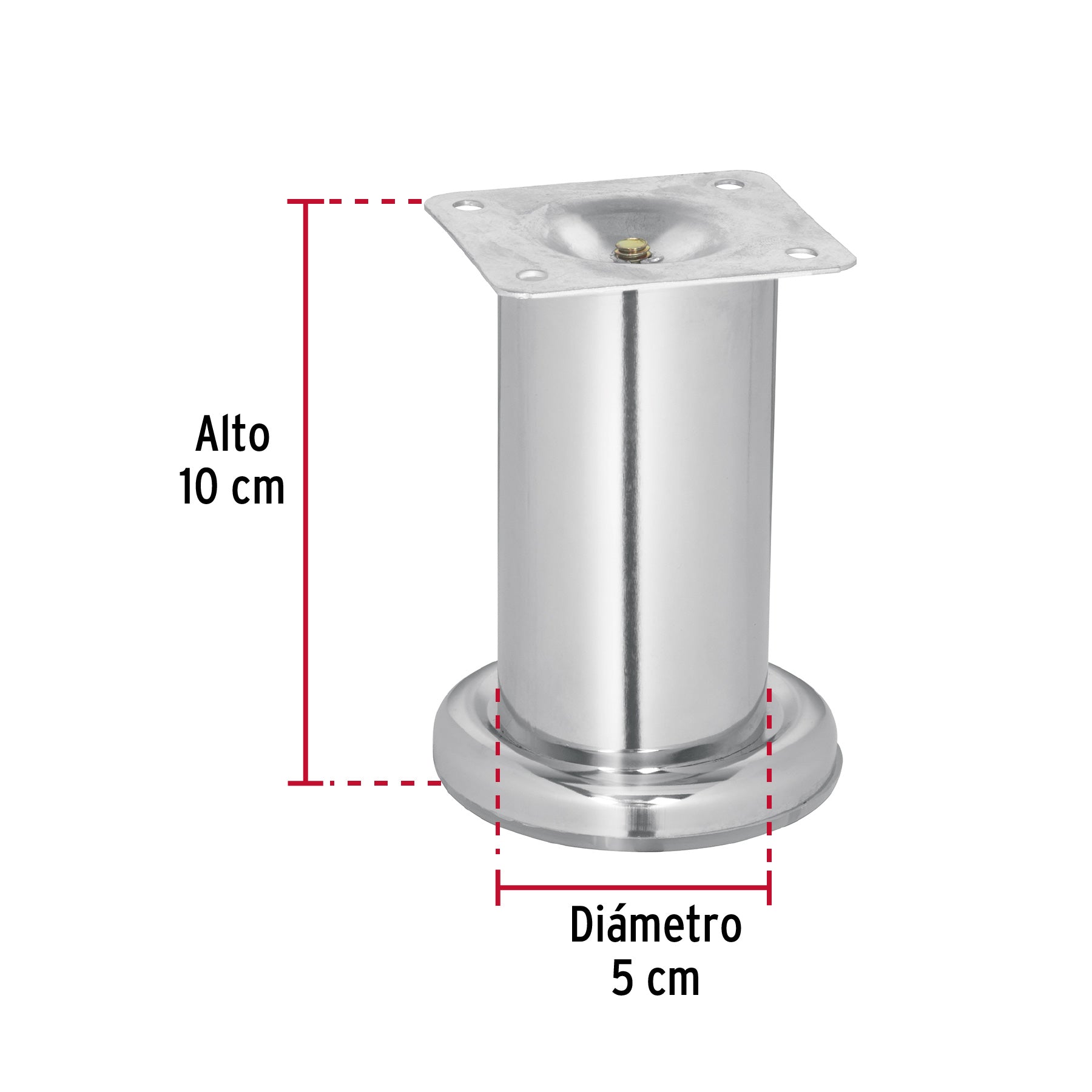 Pata para sofa y mueble, cromo, 100 mm altura, Hermex PAMU-10 49304 MM00