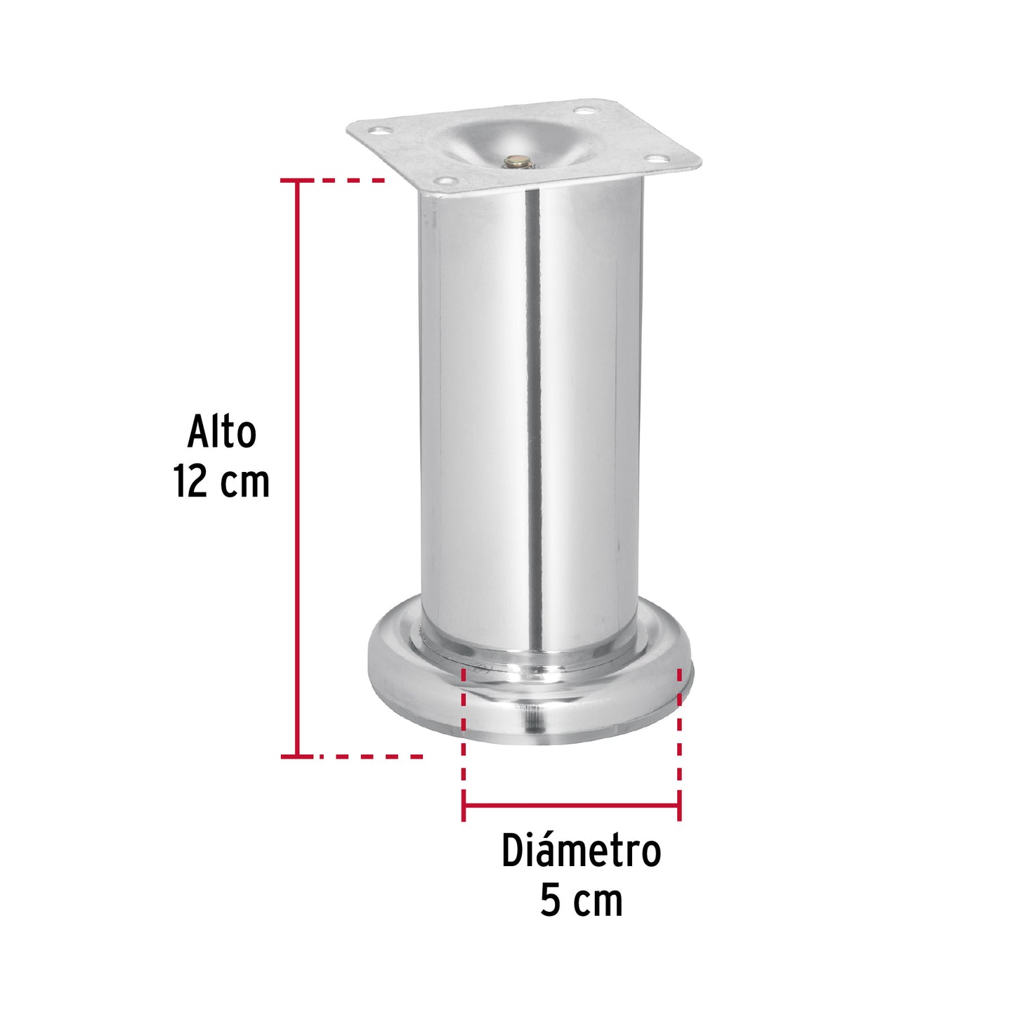 Pata para sofa y mueble, cromo, 120 mm altura, Hermex PAMU-12 49303 MM00