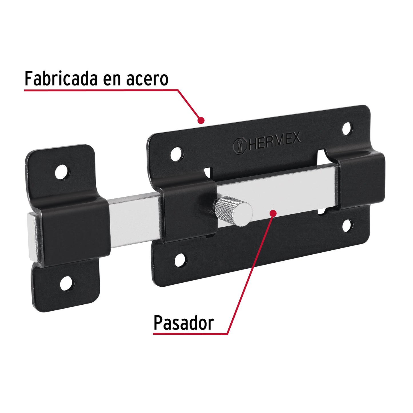 Pasador de barra plana 4', negro, Hermex PAN-37 47930 MM0