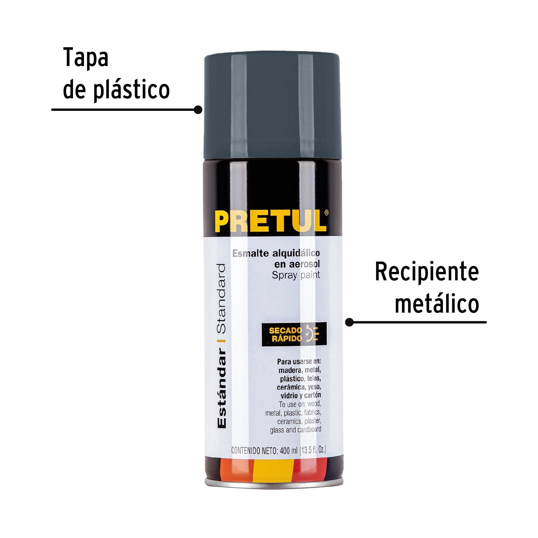 Pintura en aerosol, gris primario, 400ml,Pretul PAP-GR-P 27002 MM1